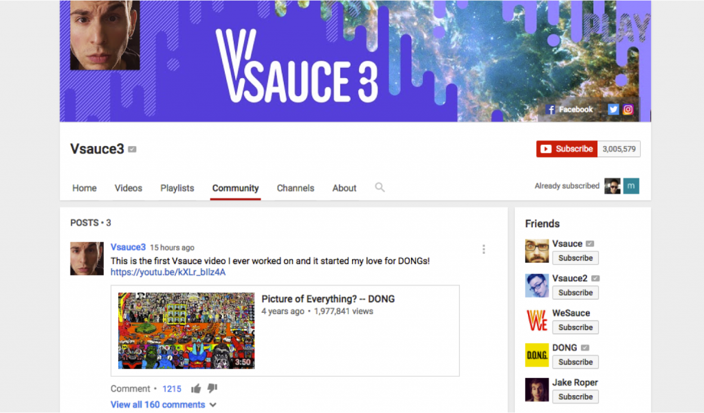 VSauce Community Page