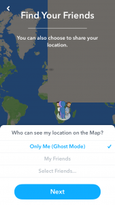 Location settings on Snapchat