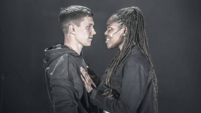 Tom Holland and Francesca Amewudah-Rivers in modern-dress Romeo and Juliet West End production